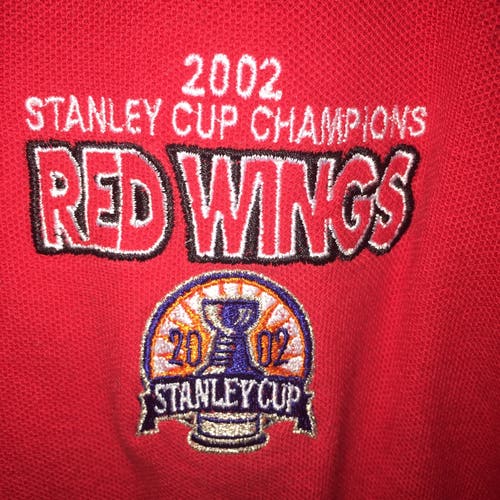 USED DETROIT  RED WING 2002 STANLEY CUP GOLF SHIRT SIZE XL
