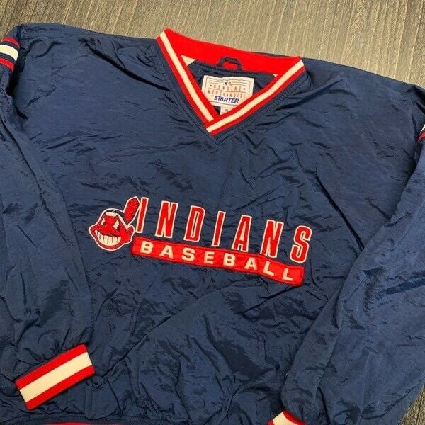 Cleveland Indians Jacket Men XL Adult Blue Vintage 90s MLB Starter  Windbreaker