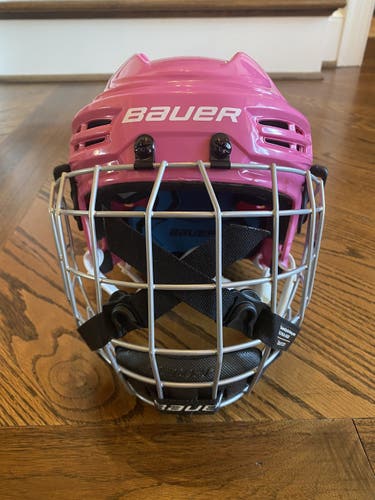 Pink Used Youth Bauer Prodigy Helmet With Face Mask