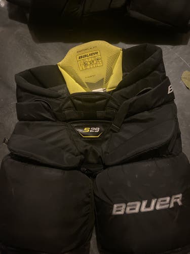 Black Used Small Bauer S29 Hockey Goalie Pants