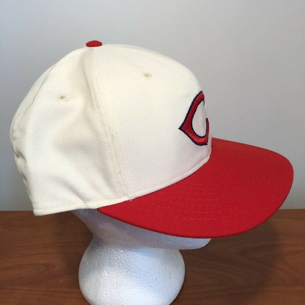 Cincinnati Reds Hat Baseball Cap Fitted 7 1/4 Vintage 80s Roman Leather USA  Made