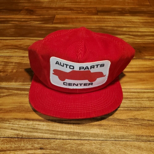 Vintage Rare Red Corduroy K-Products Auto Part Center Vehicle Hat Cap Snapback
