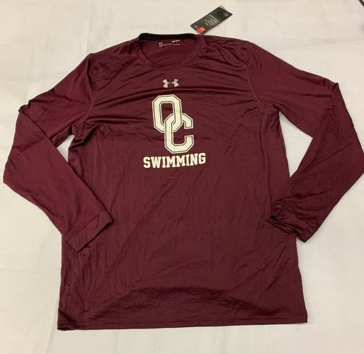 Under Armour OC Swimming Long Sleeve Shirt Men's M Maroon HeatGear