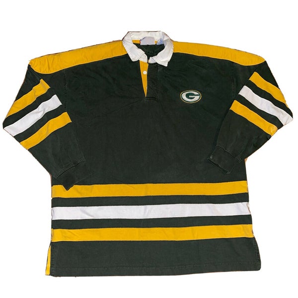 Vintage 90’s Green Bay Packers Rugby Polo Padded Shirt Long Sleeve NFL Size XL