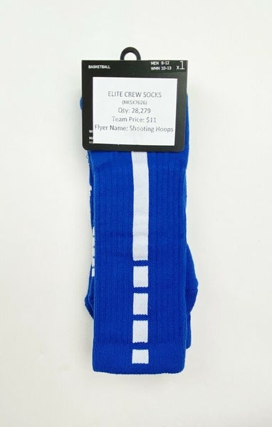 Nike Elite Basketball Crew Socks Men's L 8-12 Women's 10-13 Royal Blue SX7626
