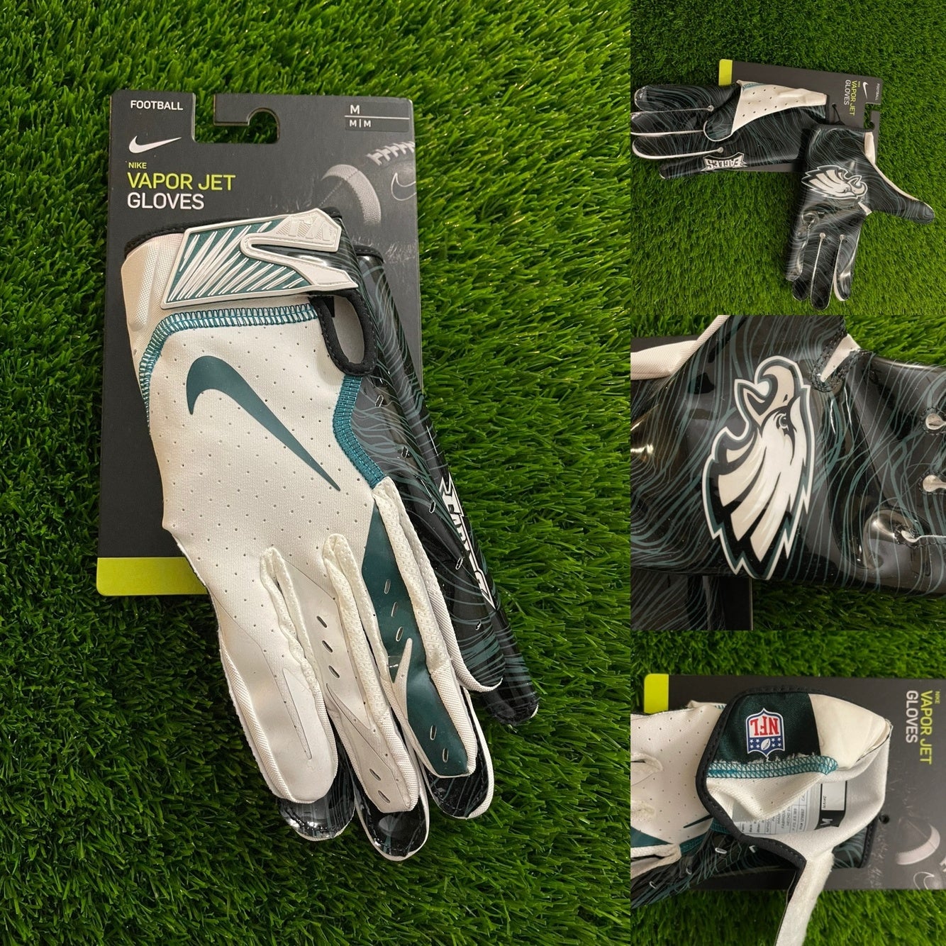 Nike Vapor Jet Philadelphia Eagles Football Gloves White Adult Sz XL  PGF685-189 