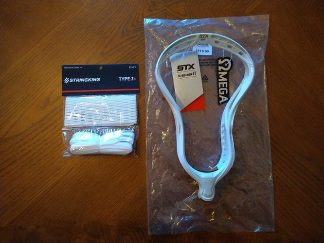 New 'White' STX Unstrung Stallion Omega Head (with stringking 2s mesh and stringkit)
