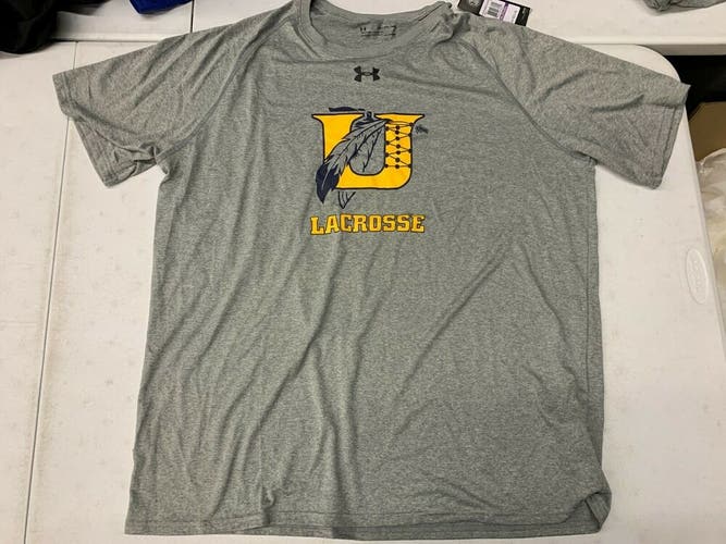 Under Armour Unionville High Indians Lacrosse Tee Shirt Men's Small Gray 1305775
