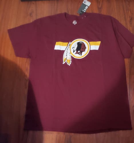 New Majestic T-Shirt Maroon Short Sleeve Crew Neck Washington Redskins NFL Sz 1X