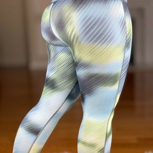 Athleta Chaturanga High Rise Leggings Alpine Pattern Women's XXS Blue Yellow