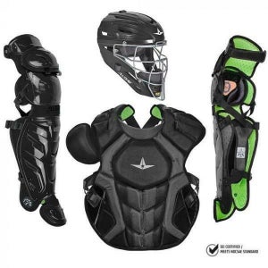 All Star System 7 Axis Adult 16+ Catchers Gear Set NOCSAE CKCCPRO1XS Solid Black