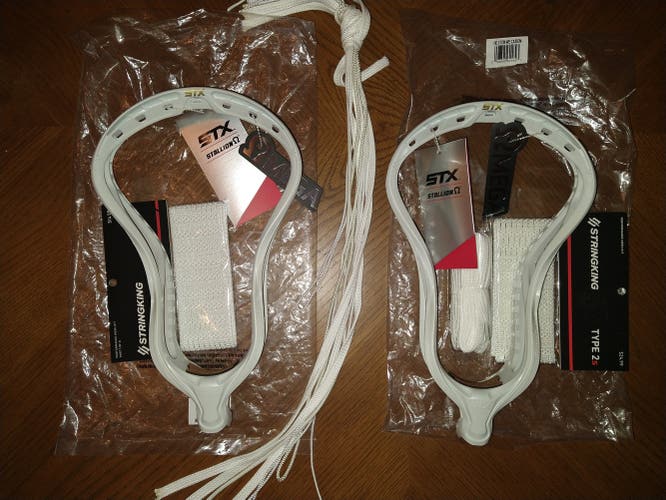 2 New 'White' STX Unstrung Stallion Omega Head (stringking mesh x 2 + 2 string kits)