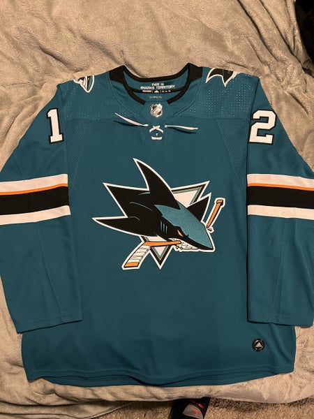 NWOT San Jose Sharks - Authentic Teal/Home Jersey - 12 Marleau. Sz 54