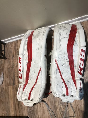 White Junior 28" +1 CCM Premier R1.5 Goalie Leg Pads