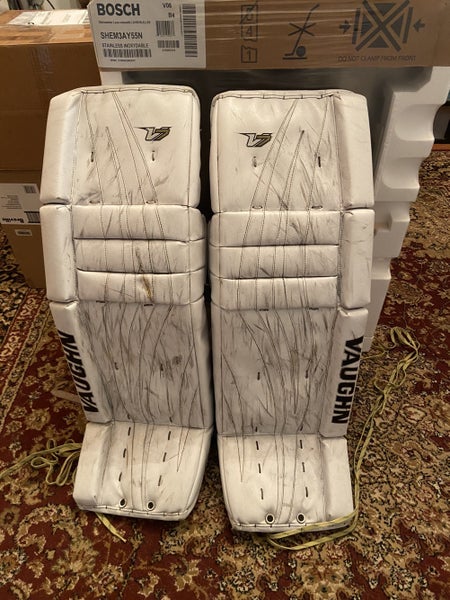 White Senior 35" Vaughn Pro Stock Velocity V7 Goalie Leg Pads