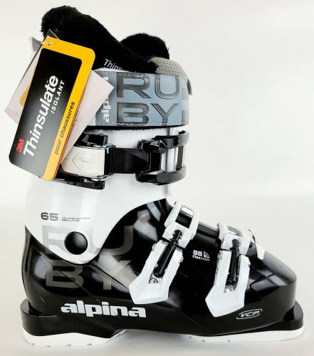 NEW $400 Women's Alpina Ruby 65 Ski Boots Black/White Mondo Size 22 22.5 23 23.5