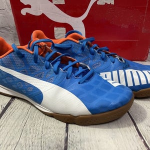 Puma Men’s Evospeed 4.4 IT Indoor Soccer Shoes Size 9 Blue White Non-Marking