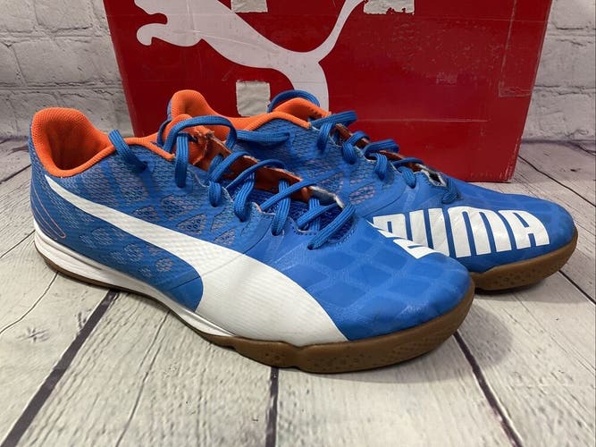 Puma Men’s Evospeed 4.4 IT Indoor Soccer Shoes Size 9 Blue White Non-Marking