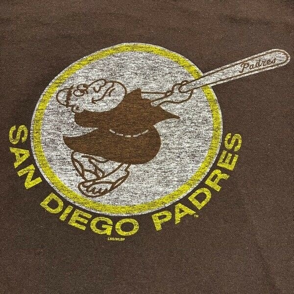 Men's San Diego Padres Majestic Brown Swinging Friar Logo T-Shirt