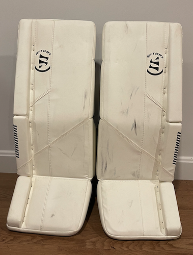 White Used Junior 24" Warrior Ritual G5 Goalie Leg Pads