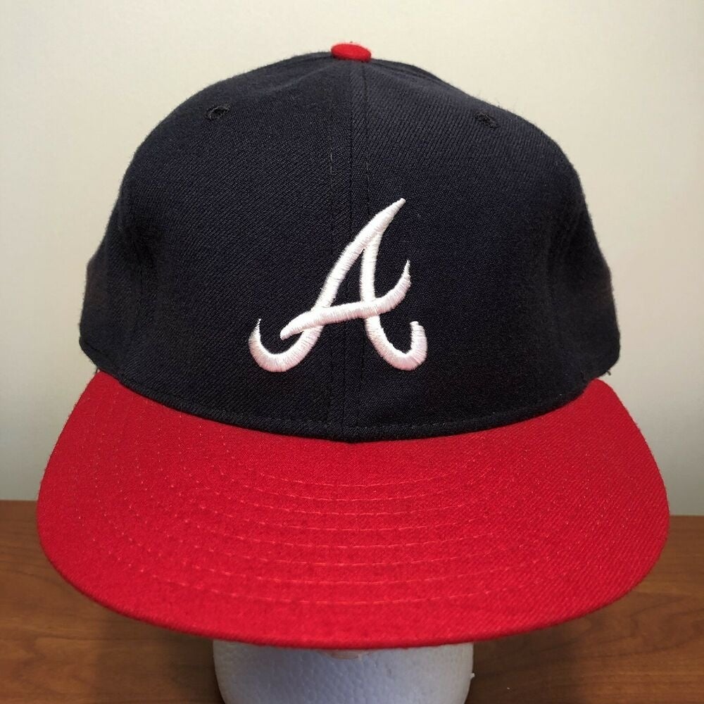 Atlanta Braves Hat Baseball Cap Fitted 7 1/2 Roman Blue Vintage 80s MLB ATL  Mens | SidelineSwap