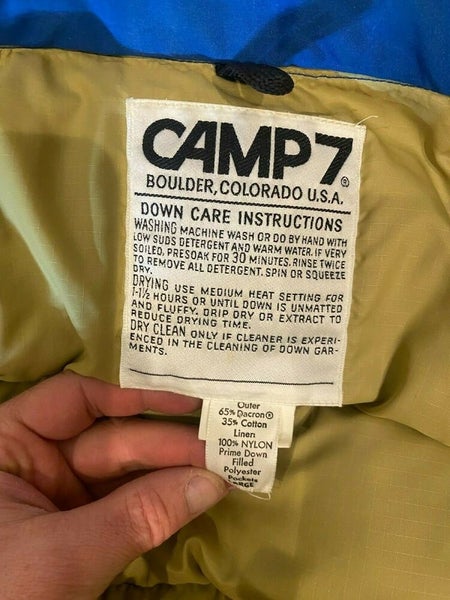 Vintage 1980s Camp 7 Boulder CO Blue Down Insulated Puffer Jacket