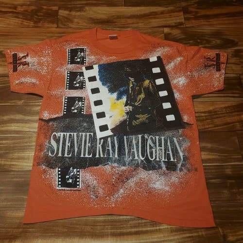 Vintage RARE 1993 Stevie Ray Vaughan Anvil Music All Over Print Shirt Size XL