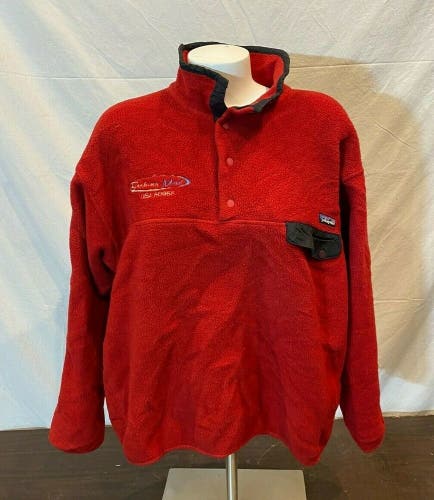 Vintage Patangonia Barking Mad Red 4-Snap Synchilla Fleece Pullover Women's L