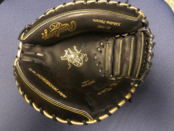 Black with Gold Trim Brand New Adult Rawlings Right Hand Throw Catcher's Baseball Glove 34"