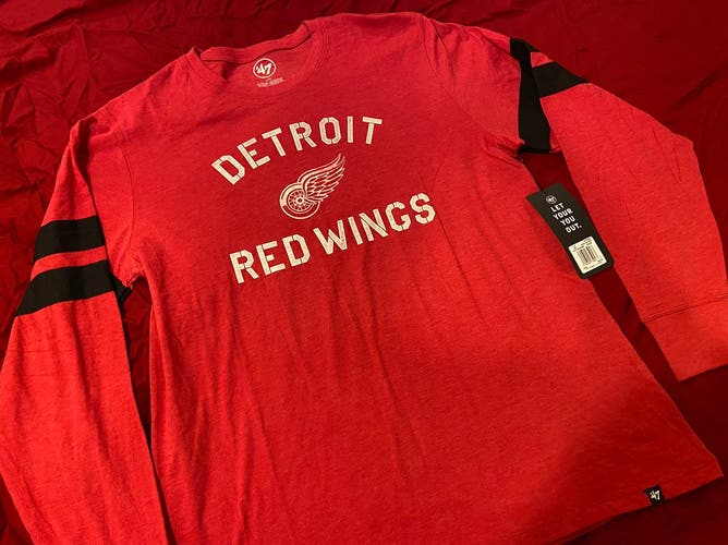 NHL Detroit Red Wings ‘47 Long Sleeve Baseball Style T-Shirt Size Large - NEW NWT