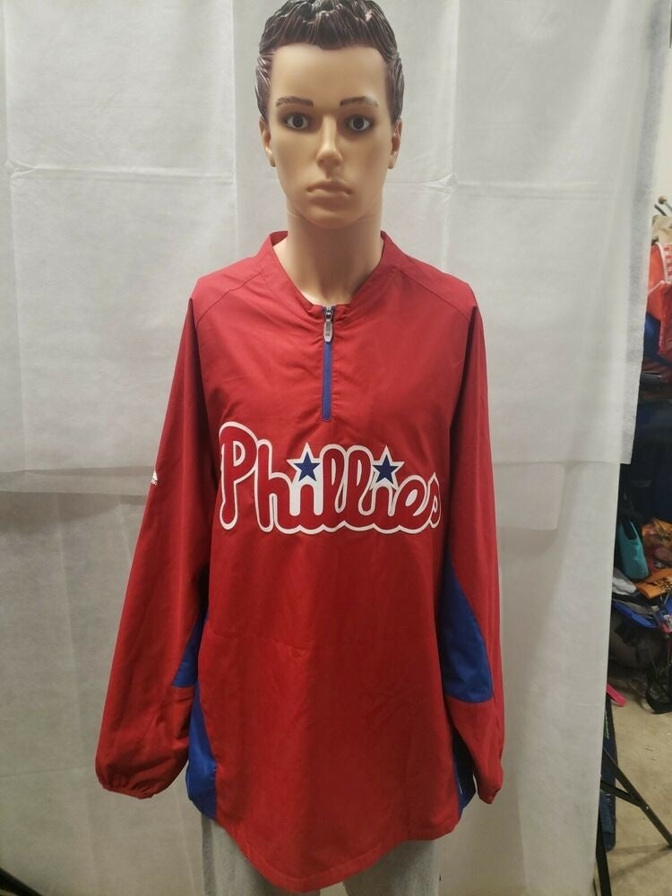 2010's PHILADELPHIA PHILLIES MAJESTIC 1/4 ZIP SHELL JACKET XXL - Classic  American Sports