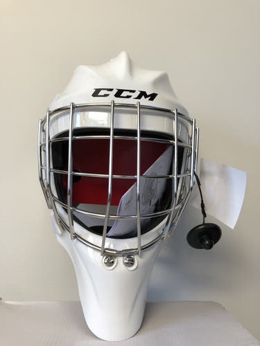White Goalie Mask SR New CCM 1.9 SIZE  S  HECC certification valid until  THE END OF 07-2023