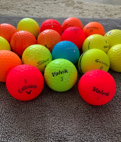 12 Used Neon/Colored Assorted Golf Balls