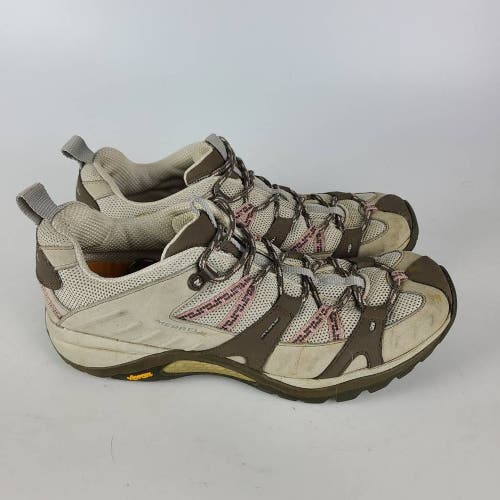 Merrell Womens Siren Sport Hiking Shoes Beige J13888 Leather Lace Up Mesh 10 M