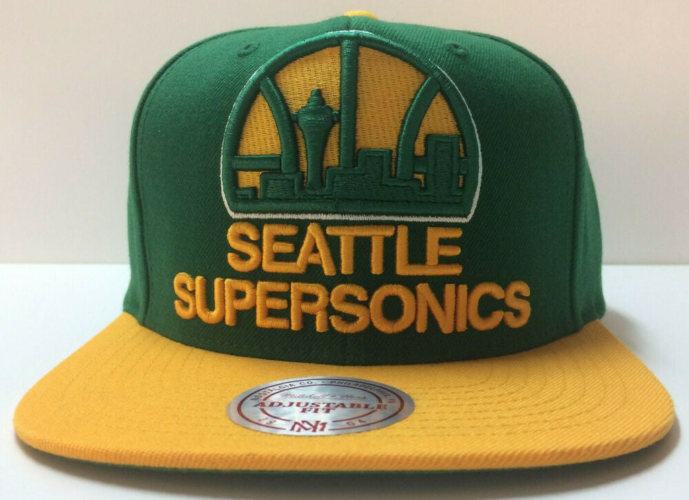 Mitchell & Ness Sonics Green & Yellow Snapback Hat