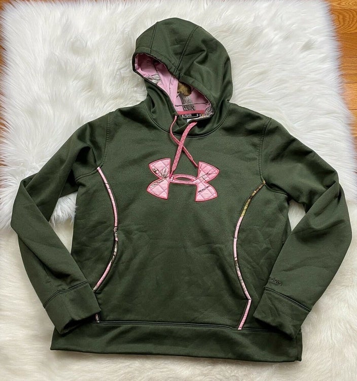 pink camo under armour hoodie women's