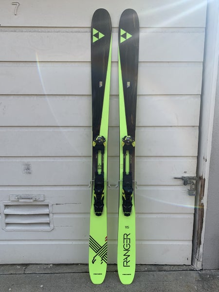 SKIS - 2018 FISCHER Ranger 115 XTi 196cm BINDINGS Salomon Guardian MNC 16 - Powder Skis Used ONCE