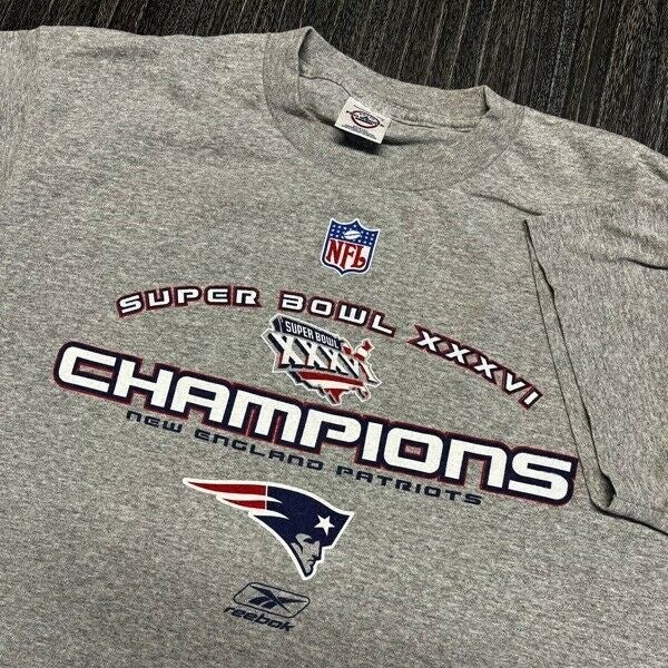 New England Patriots T Shirt Men Large Gray NFL Football Super Bowl 38  Brady