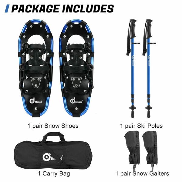 Odoland 4-in-1 Snowshoes for Men Women Youth Kids with Trekking