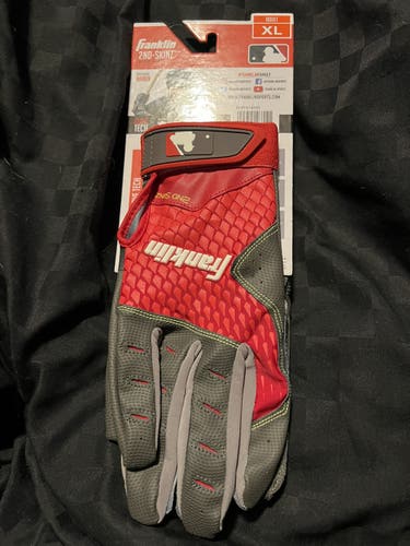 Red New XL Franklin 2nd-Skinz Batting Gloves