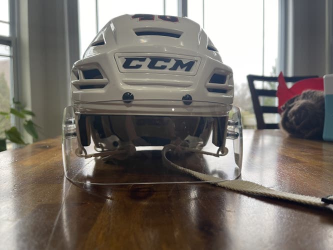 CCM Tacks 110 Pro Stock Hockey Helmet Large White CCM Visor 7376