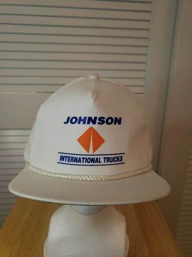 Vintage Johnson International Trucks White Snapback Hat