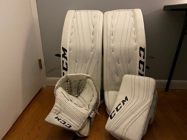 White Goalie Full Set Used Senior 33" CCM Regular Premier Pro Pro Stock