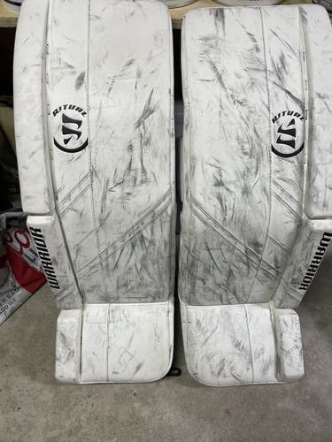 White Goalie Leg Pads Used Senior 34" Warrior Ritual G5