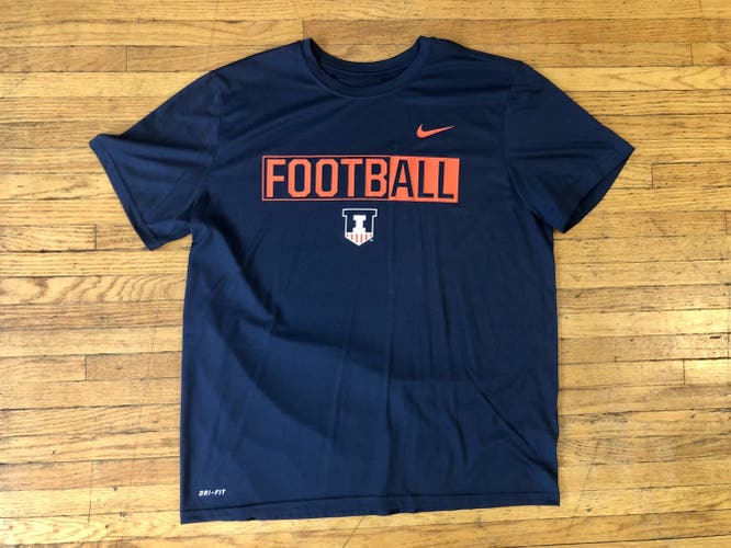 Nike University of Illinois Fighting Illini Football Dri-Fit Shirt, Navy, XL
