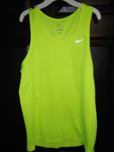NIKE MILER SINGLET/RUNNING TANK TOP-MENS MEDIUM-GREEN-DRI FIT-