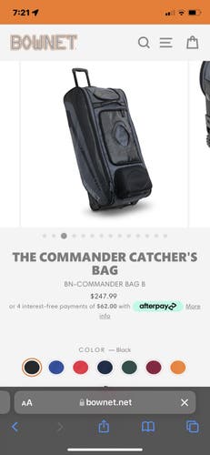 Baseball/softball Bownet commander catchers bag