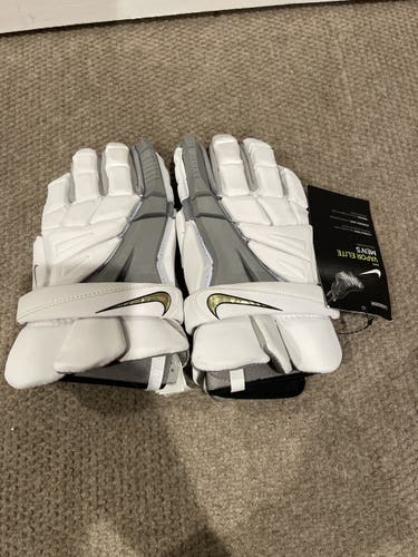 White New Player's Nike 13" Vapor Elite Lacrosse Gloves