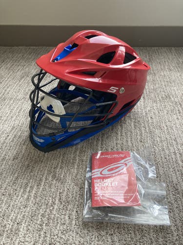 New Men's Cascade S Lacrosse Helmet Red and Blue