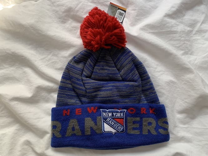 ADIDAS POM BEANIE TOQUE NEW YORK RANGERS *NEW WITH TAGS*